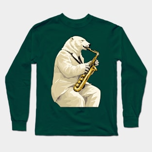 Polar Bear Playing Saxophone Long Sleeve T-Shirt